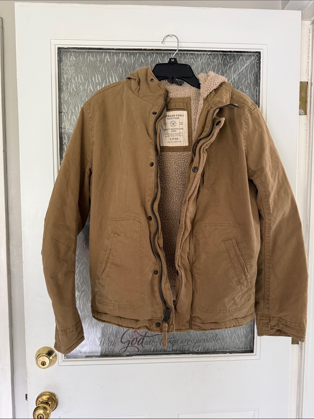 American Eagle Outfitters Men’s Sherpa-Lined Hooded Field Jacket - Brown